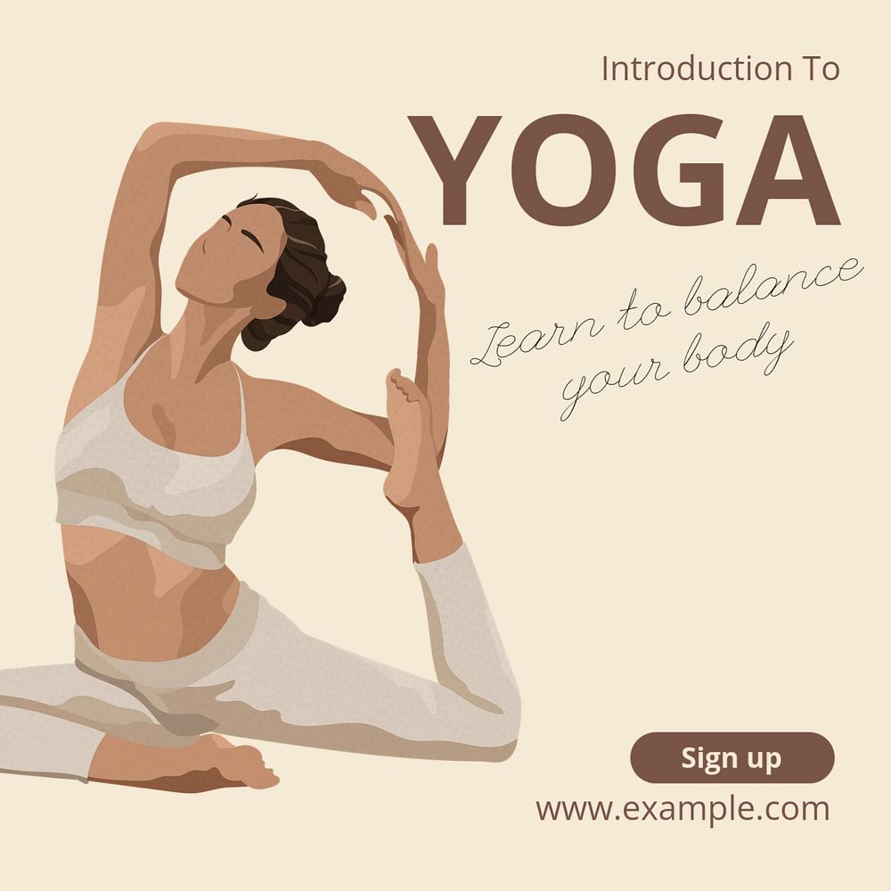 Yoga class  Instagram post template, editable text