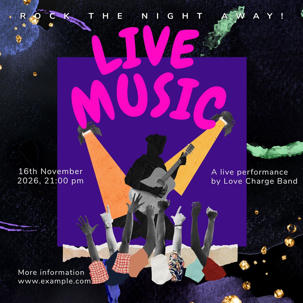 Live music Instagram post template, editable text