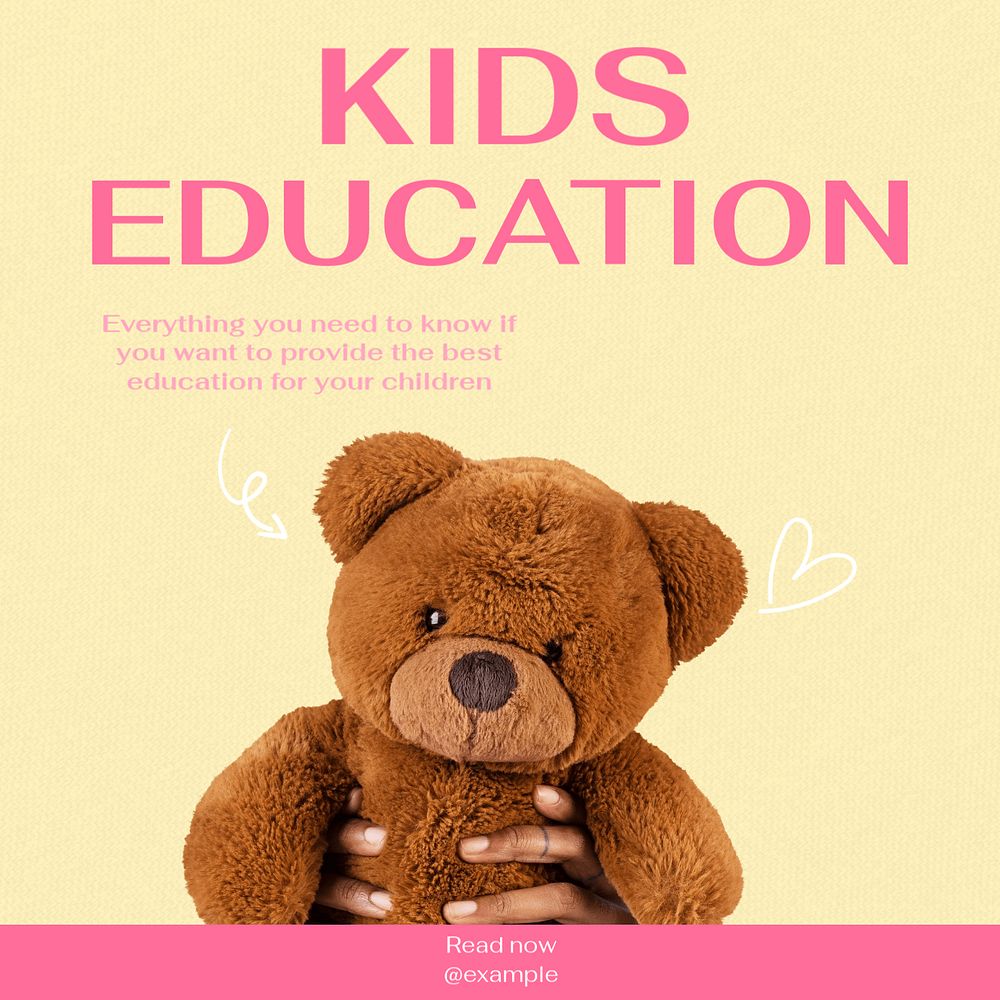 Kids education  Facebook post template, editable design