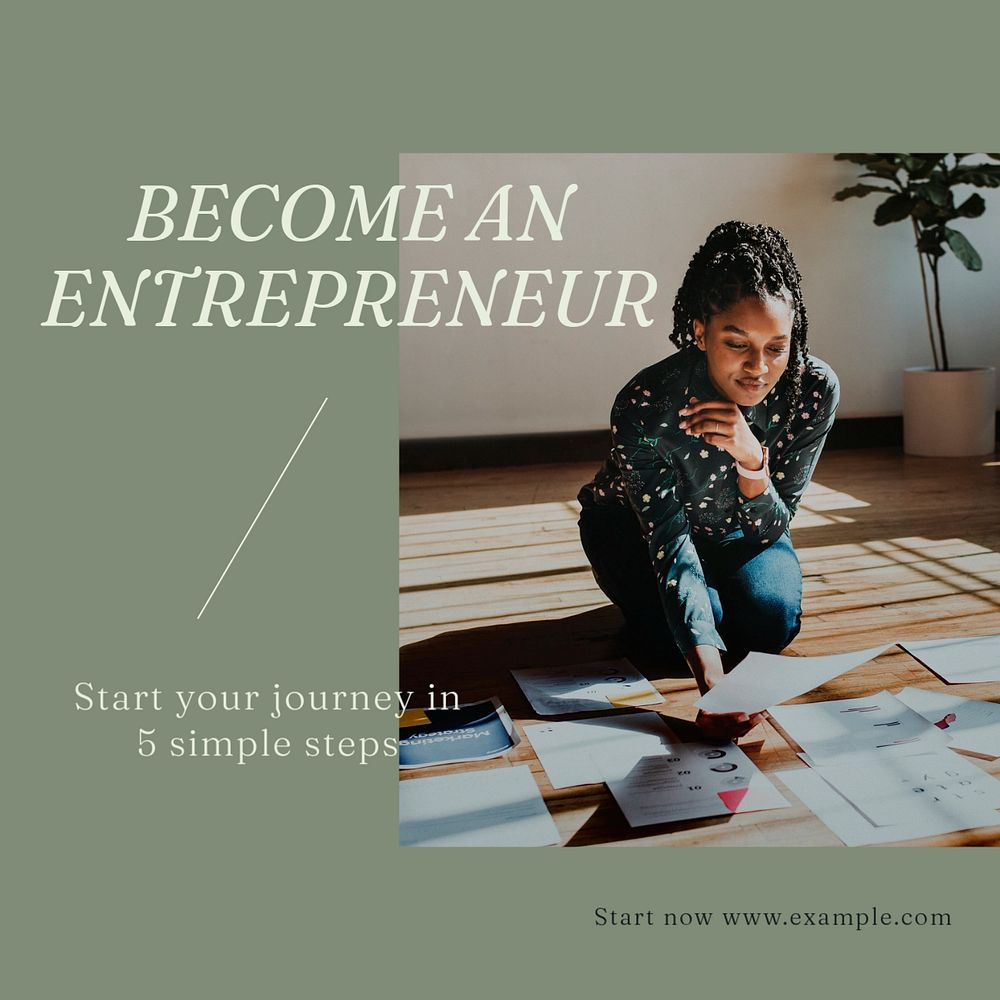 Become an entrepreneur Instagram post template, editable text