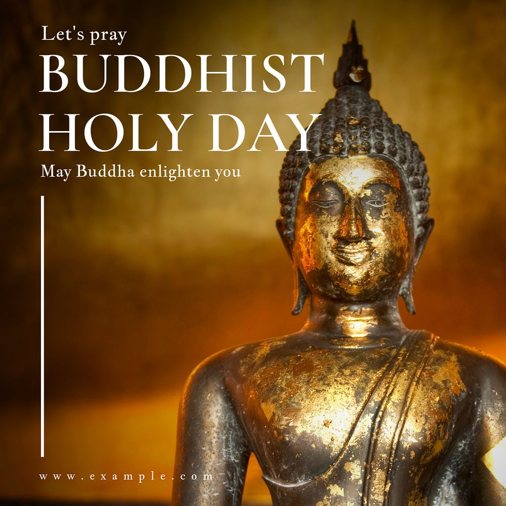 Buddhist Holy Day Instagram post template, editable text