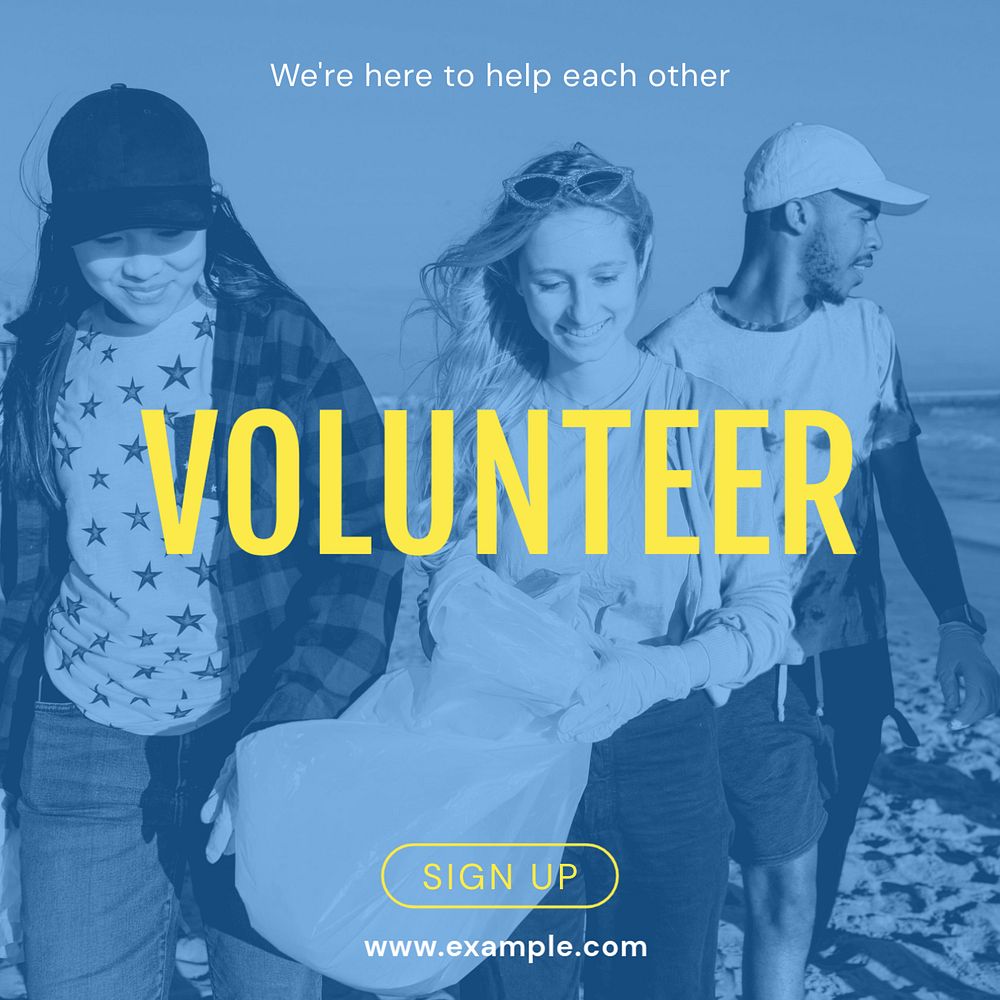 Join us volunteers Instagram post template, editable text