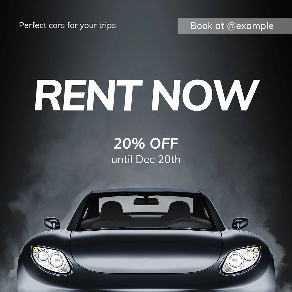 Car rental Instagram post template, editable text