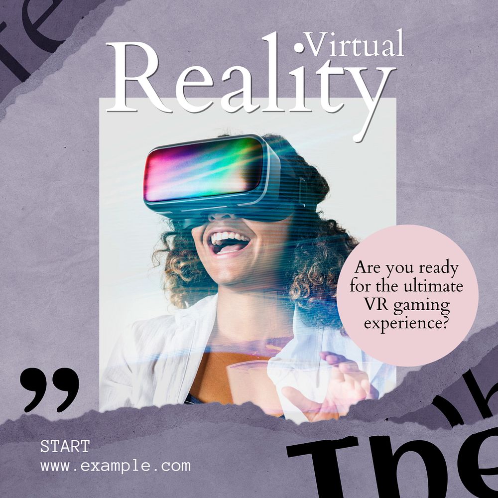 Virtual reality Instagram post template, editable text