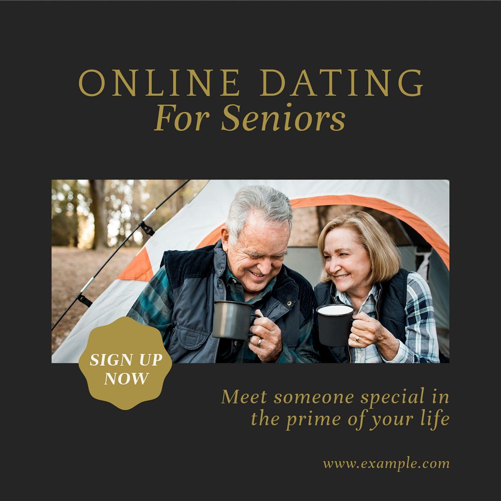 Senior online dating Instagram post template, editable text