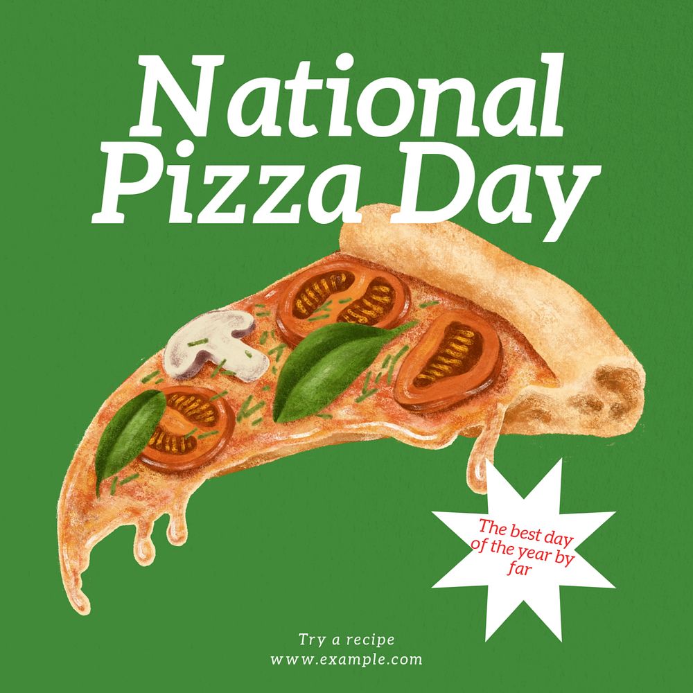 Pizza day Instagram post template, editable text