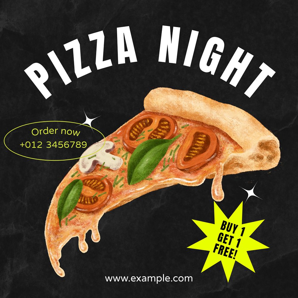 Pizza night Instagram post template, editable text