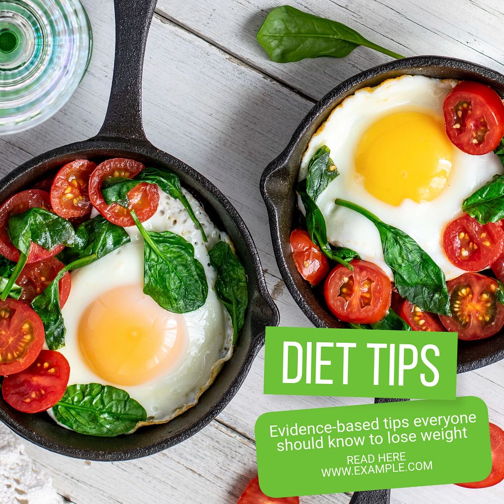 Diet tips Instagram post template, editable text