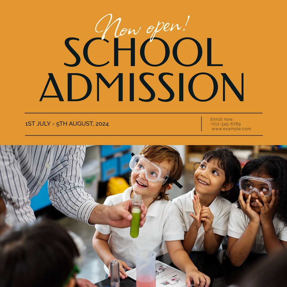 School admission Instagram post template, editable text