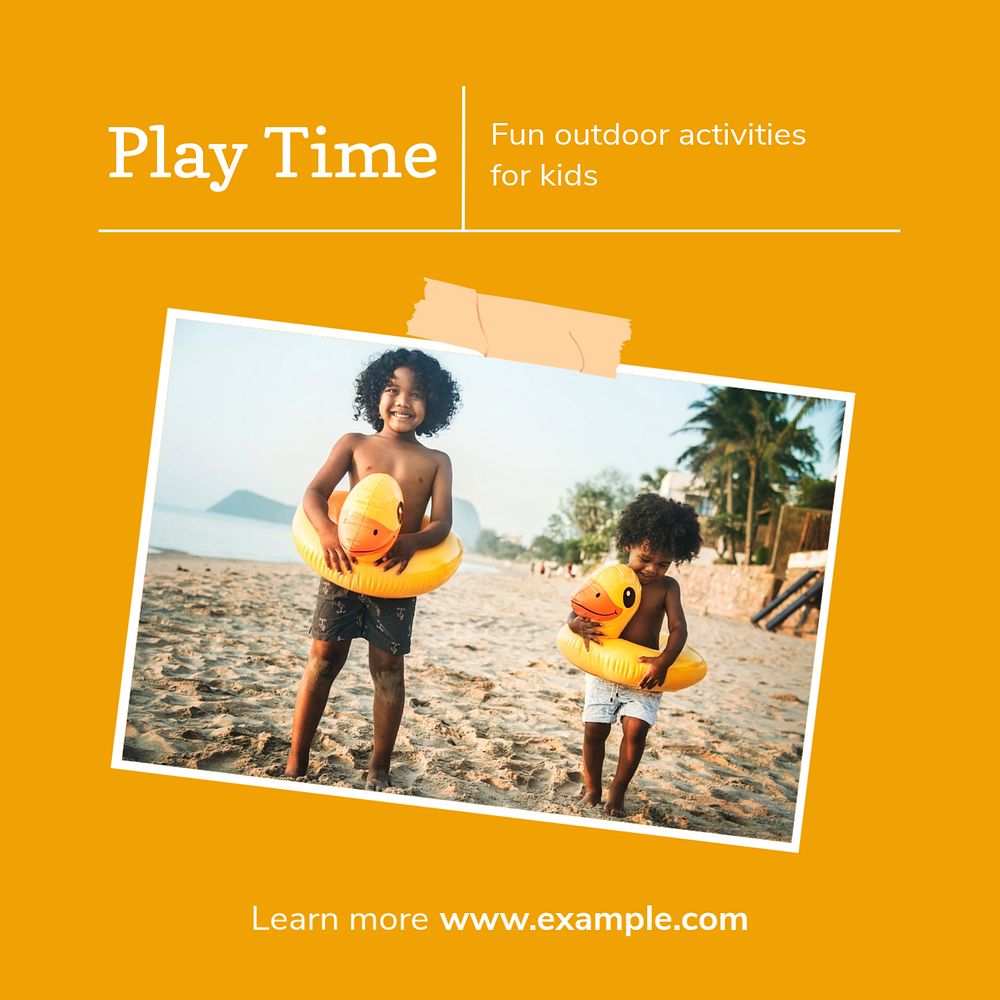 Play time Instagram post template, editable text