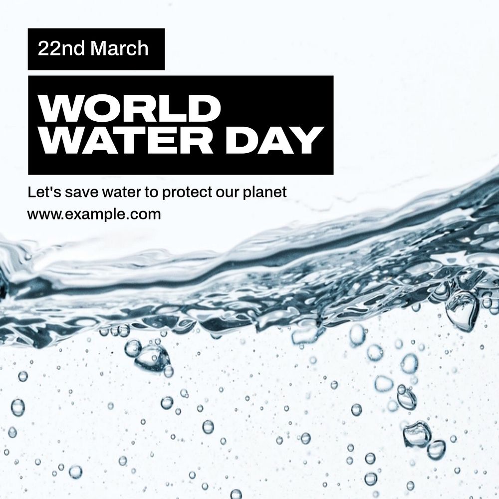 World water day Instagram post template, editable text