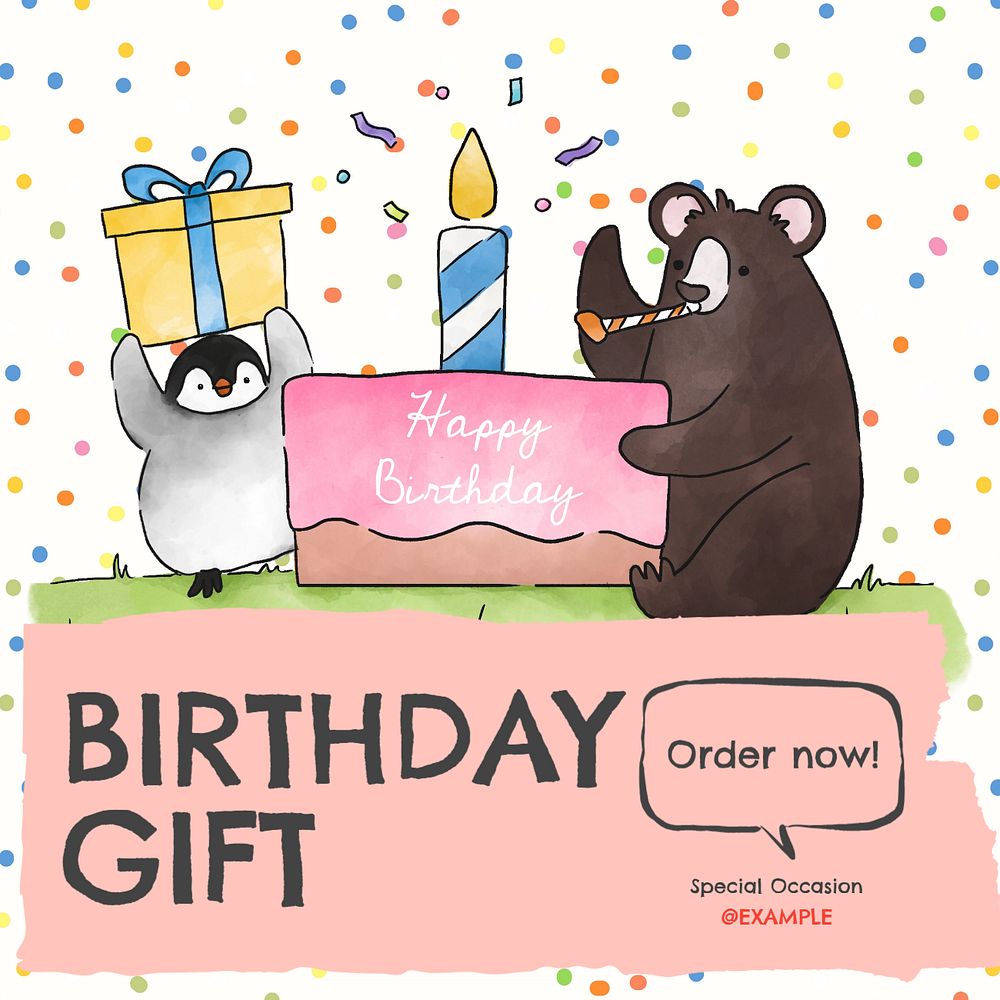 Birthday Instagram post template, editable text