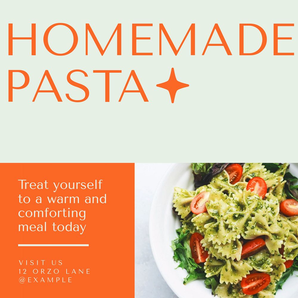 Homemade pasta Instagram post template, editable text