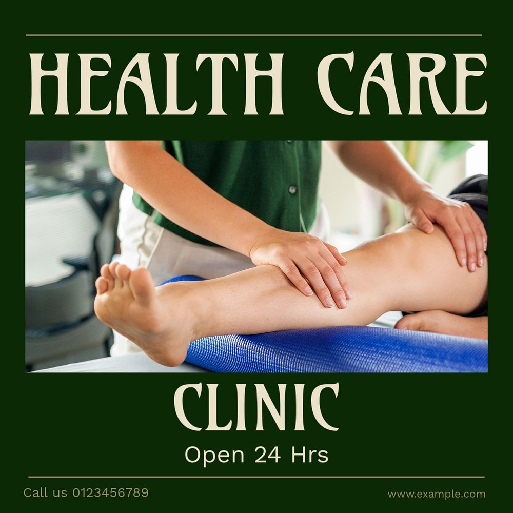 Health care clinic Instagram post template, editable text