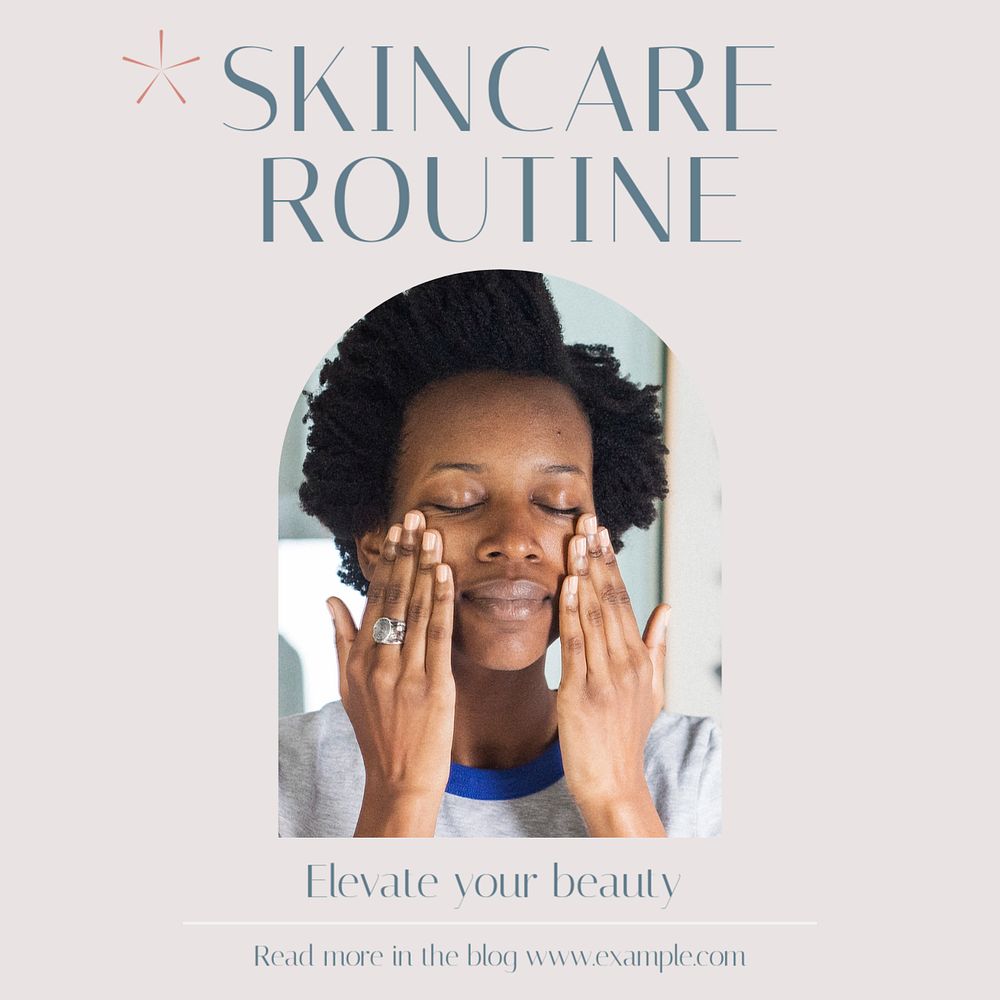 Skincare routine Instagram post template, editable text