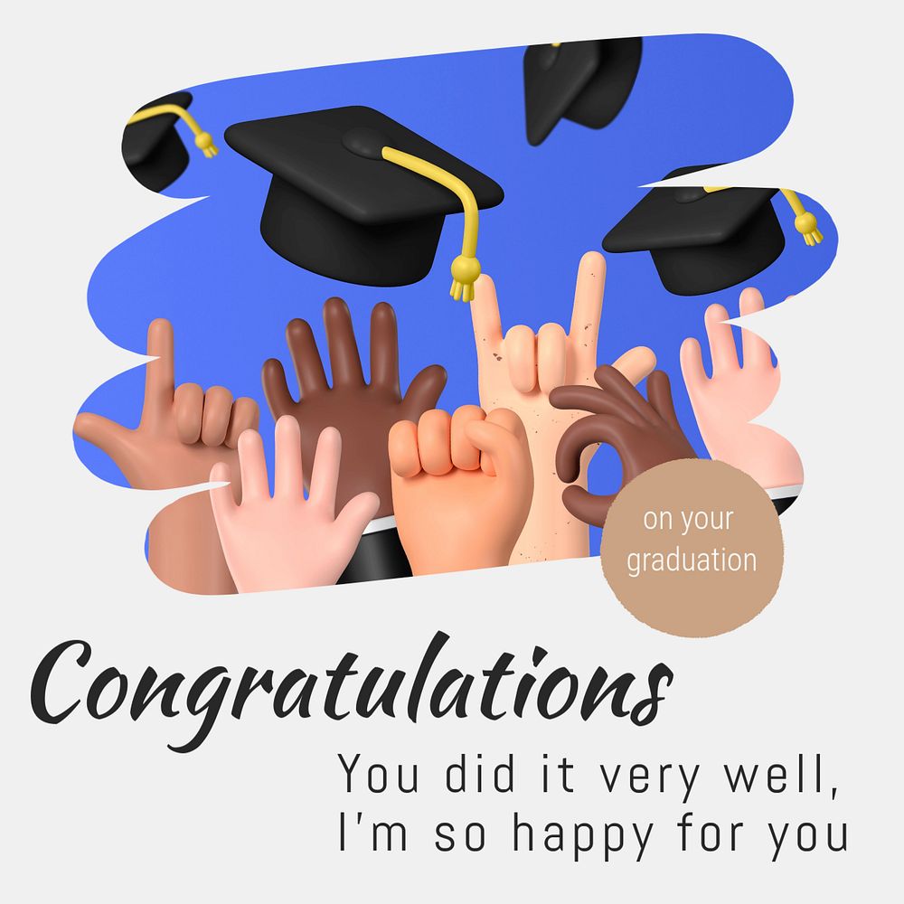 Graduation message Instagram post template, editable text