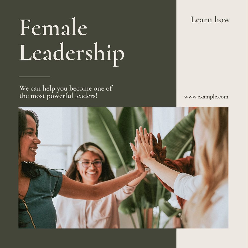 Female leadership Instagram post template, editable text