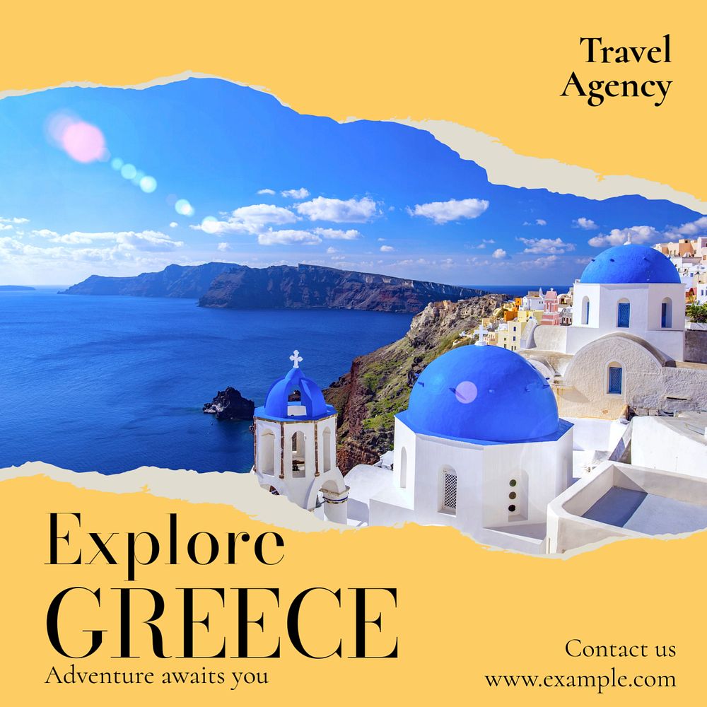 Explore Greece Instagram post template, editable text