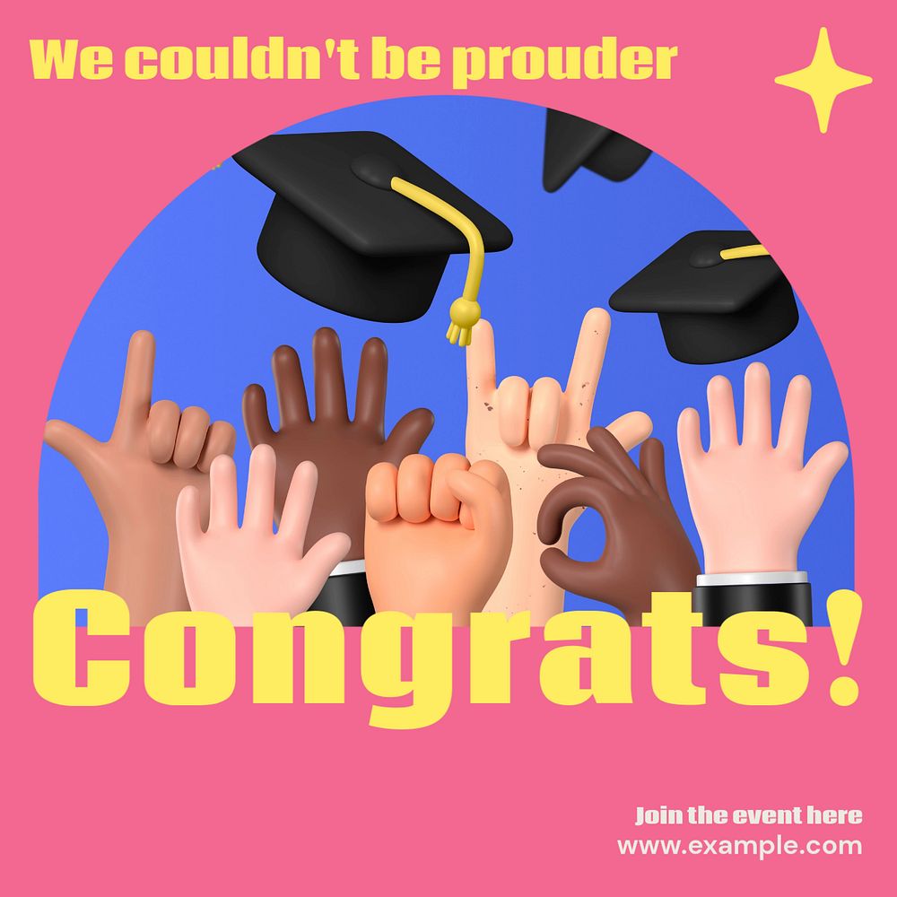 Graduation Instagram post template, editable text