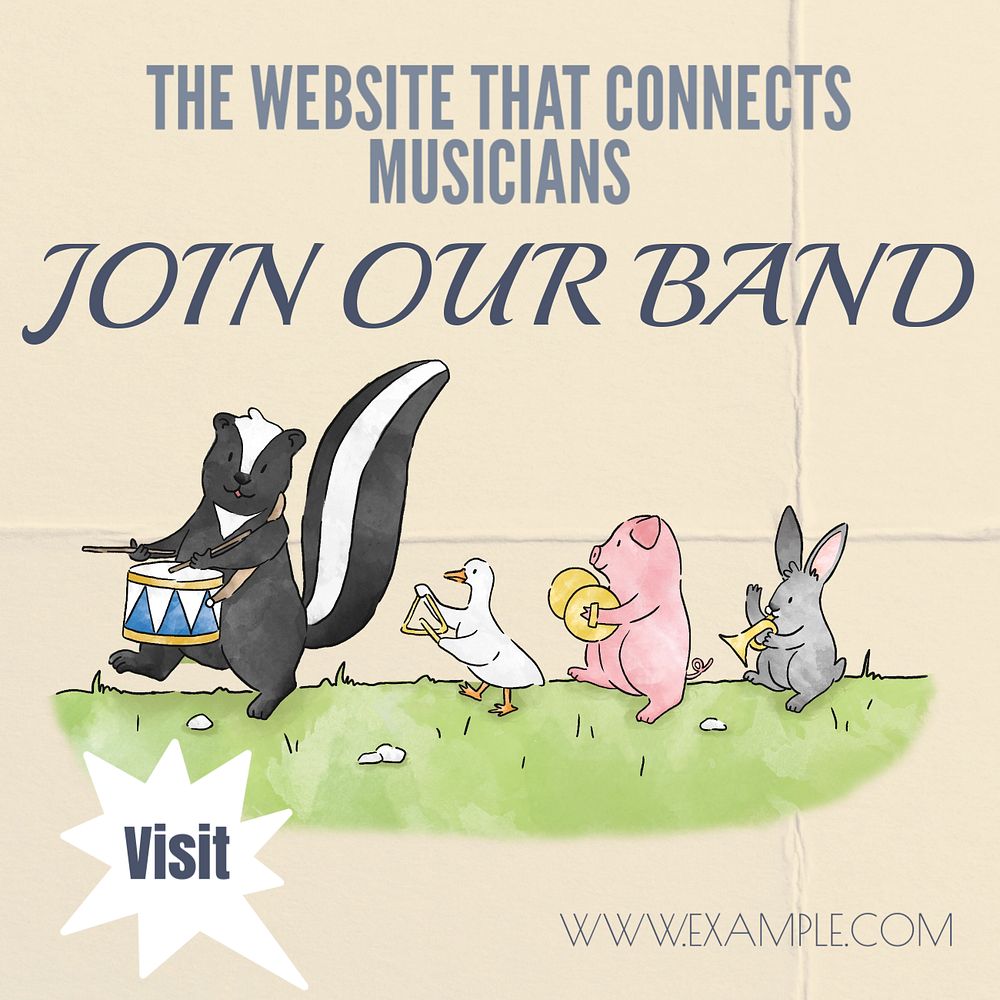 Join our band Instagram post template, editable text