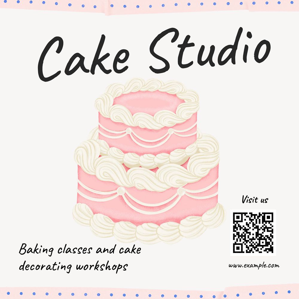 Cake studio Instagram post template, editable text