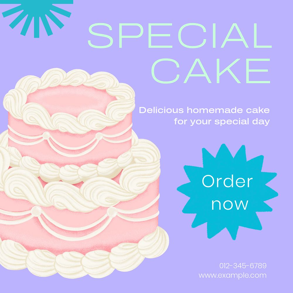 Special cake Instagram post template, editable text