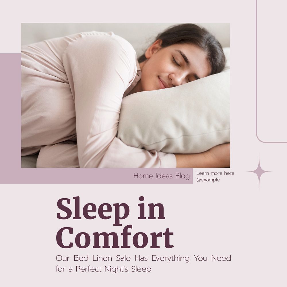 Sleep in comfort Instagram post template, editable text