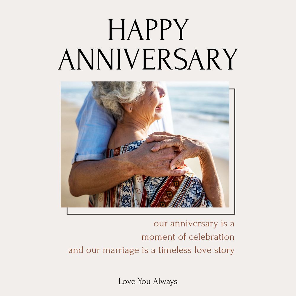 Happy Anniversary Instagram post template, editable text