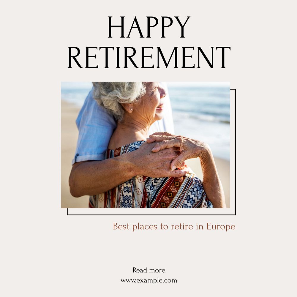 Happy retirement Instagram post template, editable text