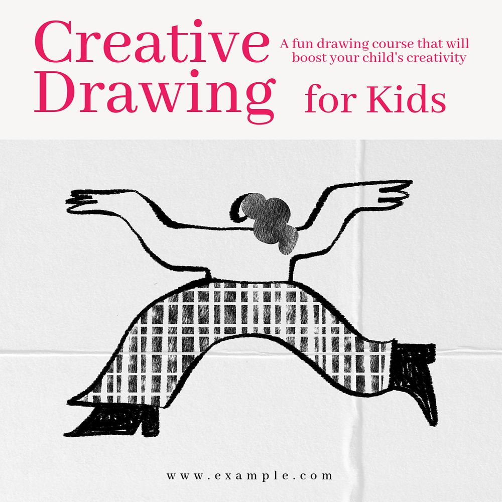 Creative drawing Instagram post template, editable text