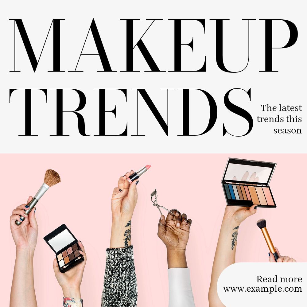 Makeup trends Instagram post template, editable text