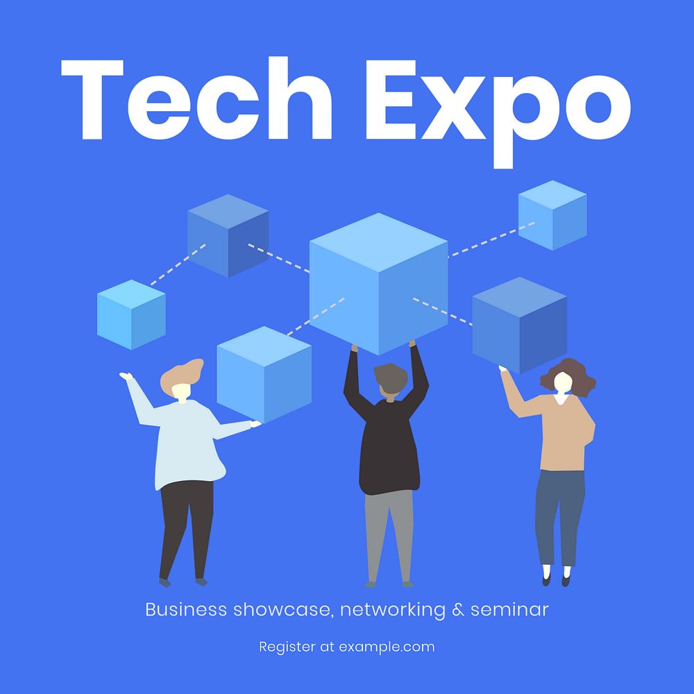 Tech expo Instagram post template, editable text