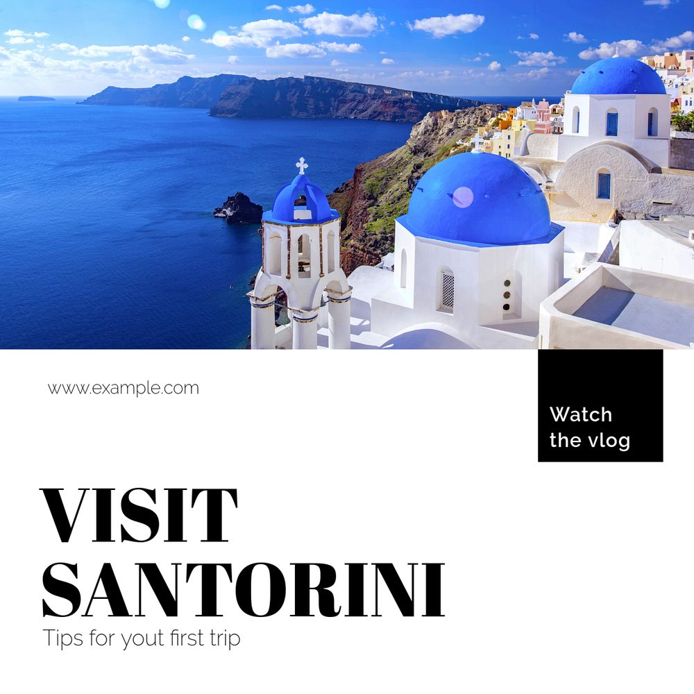 Visit Santorini Instagram post template, editable text