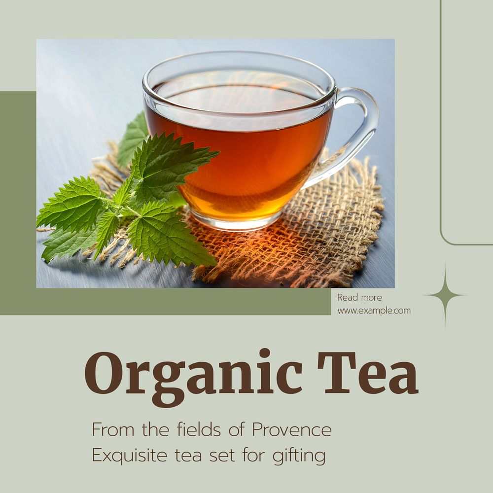 Organic tea Instagram post template, editable text