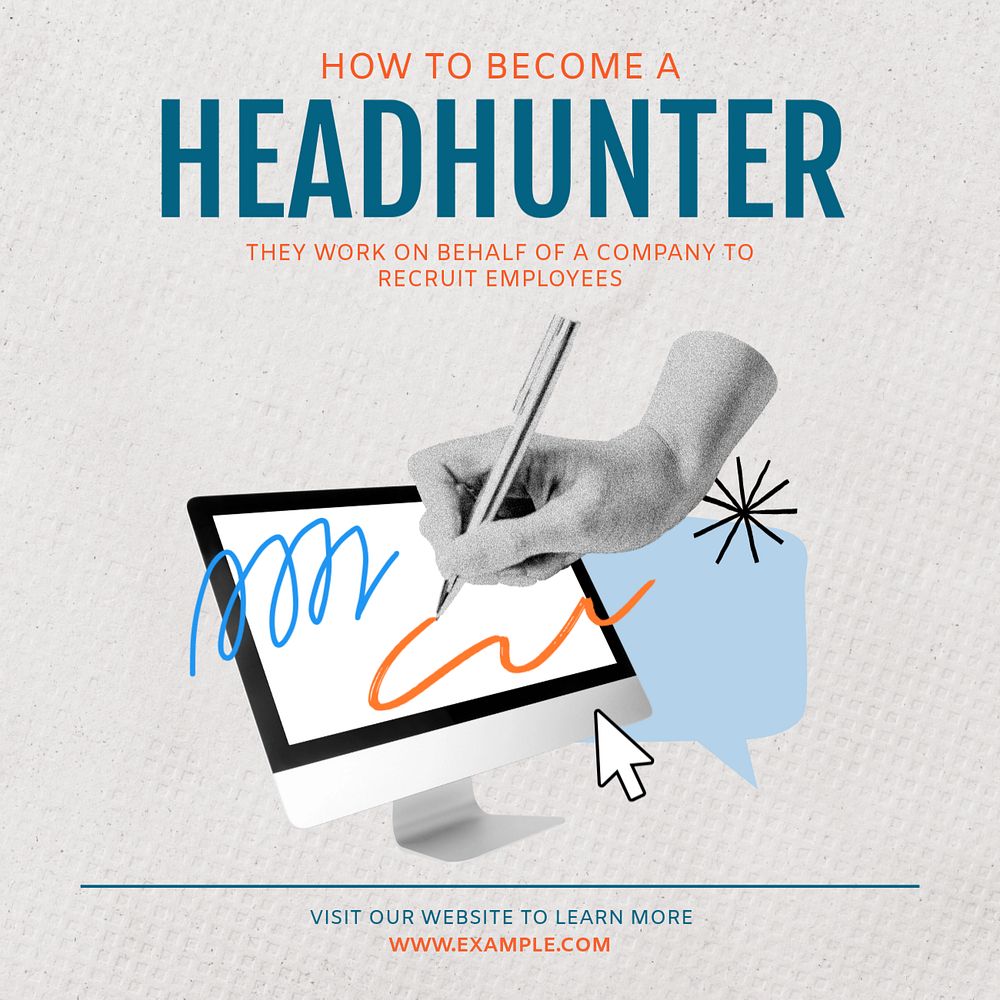 Headhunter job Instagram post template, editable text