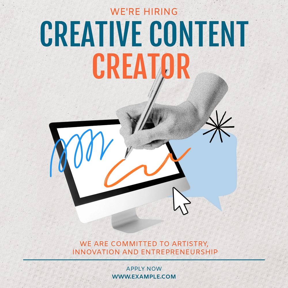 Creative content creator Instagram post template, editable text