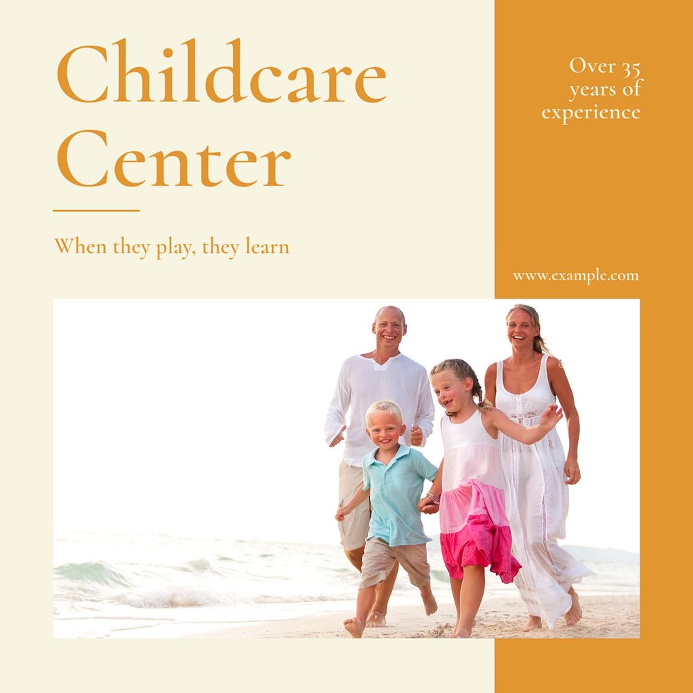 Childcare center Instagram post template, editable text