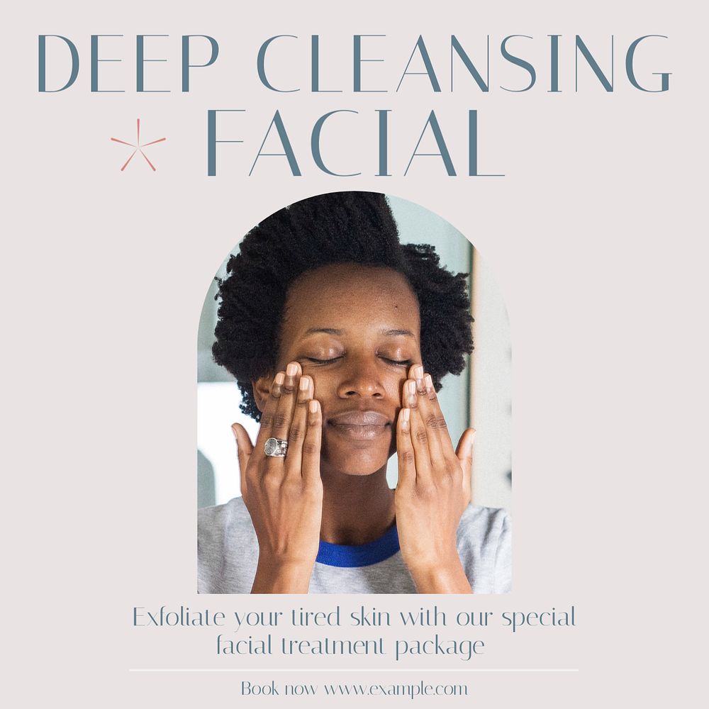 Deep cleansing facial Instagram post template, editable text