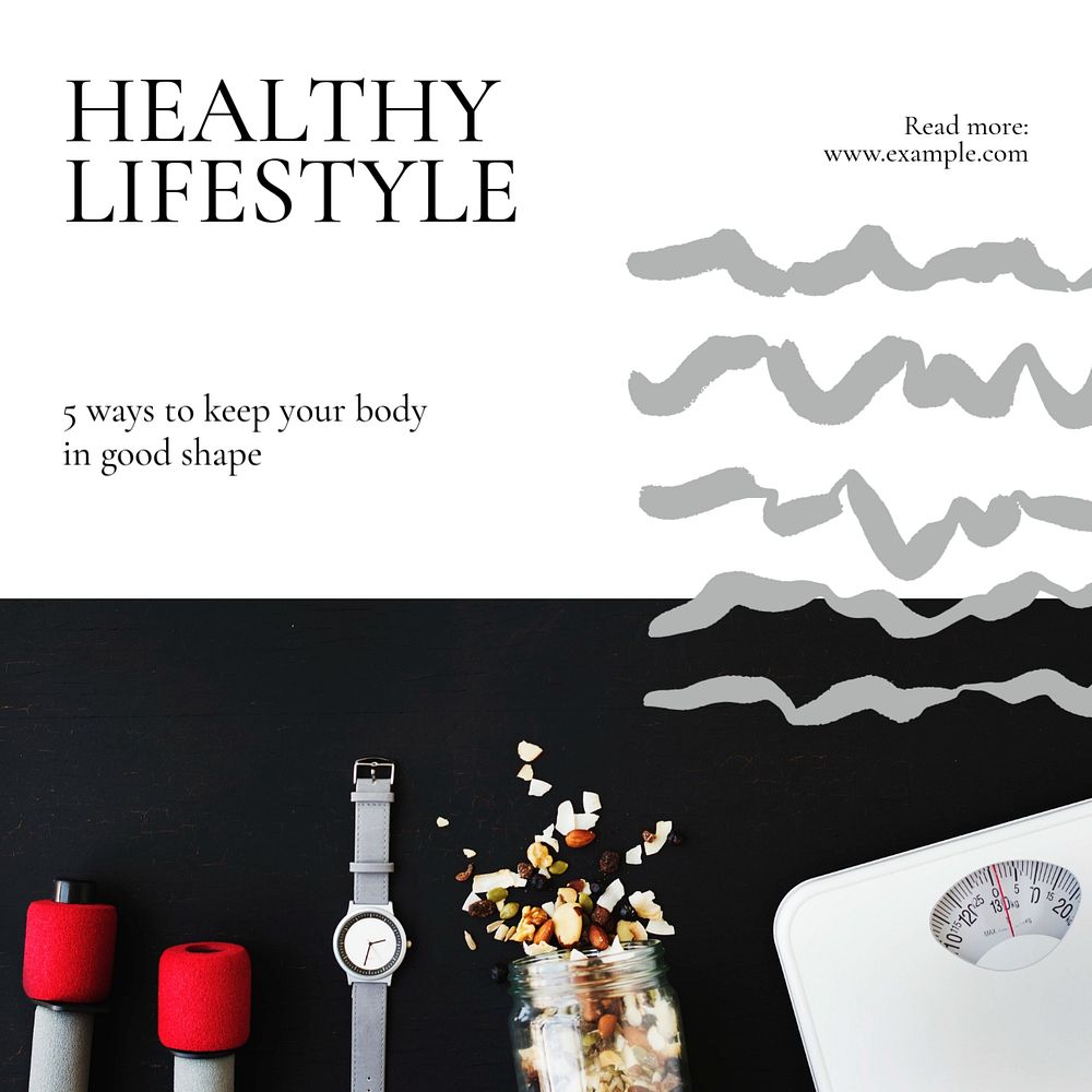 Healthy Lifestyle Instagram post template, editable text