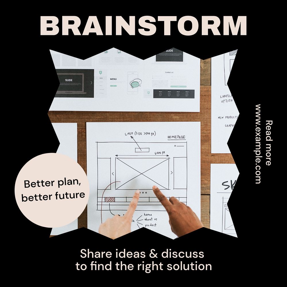 Business brainstorm Instagram post template, editable text