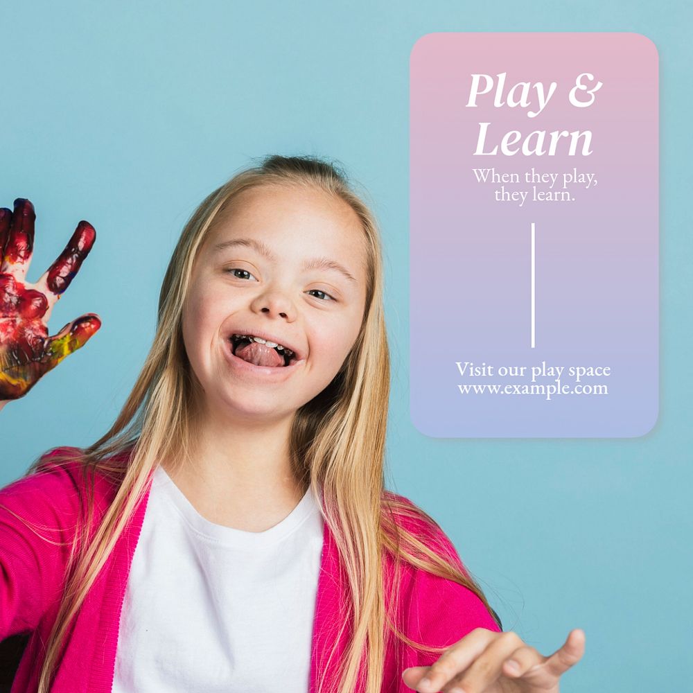 Play & learn Instagram post template, editable text