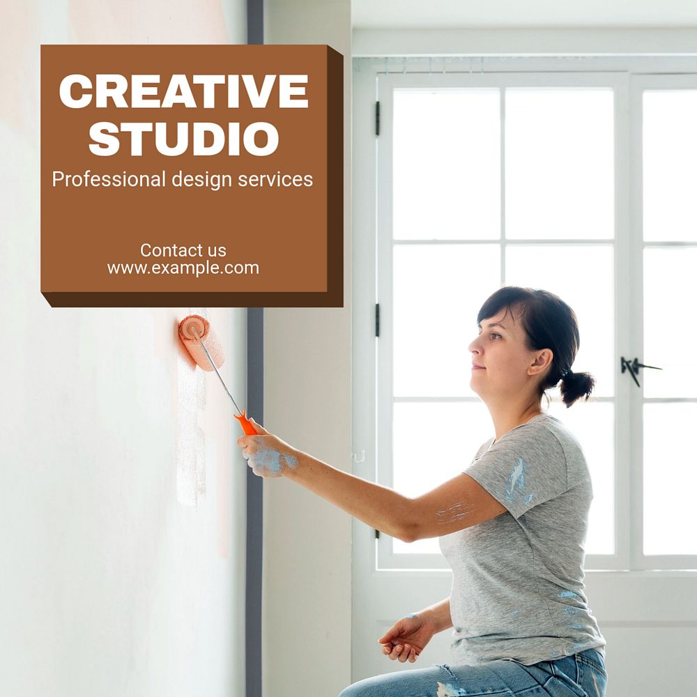 Creative studio Instagram post template, editable text