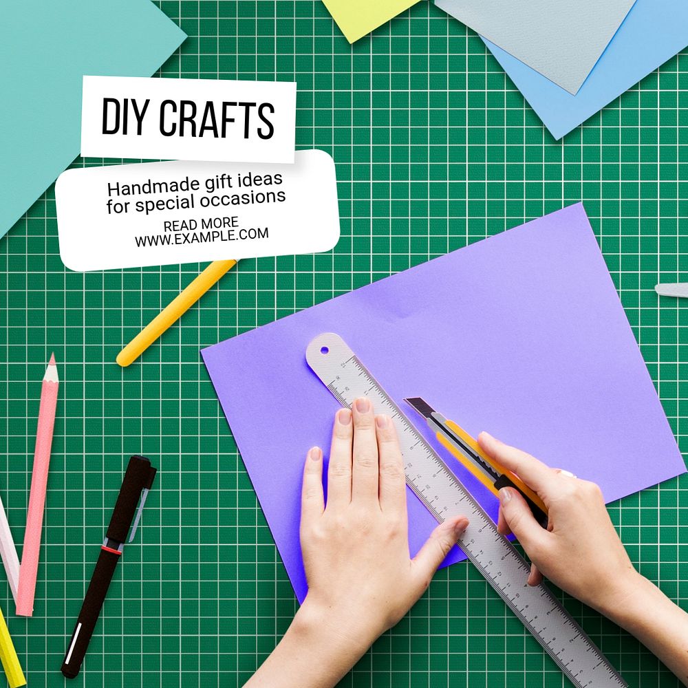 DIY craft Instagram post template, editable text