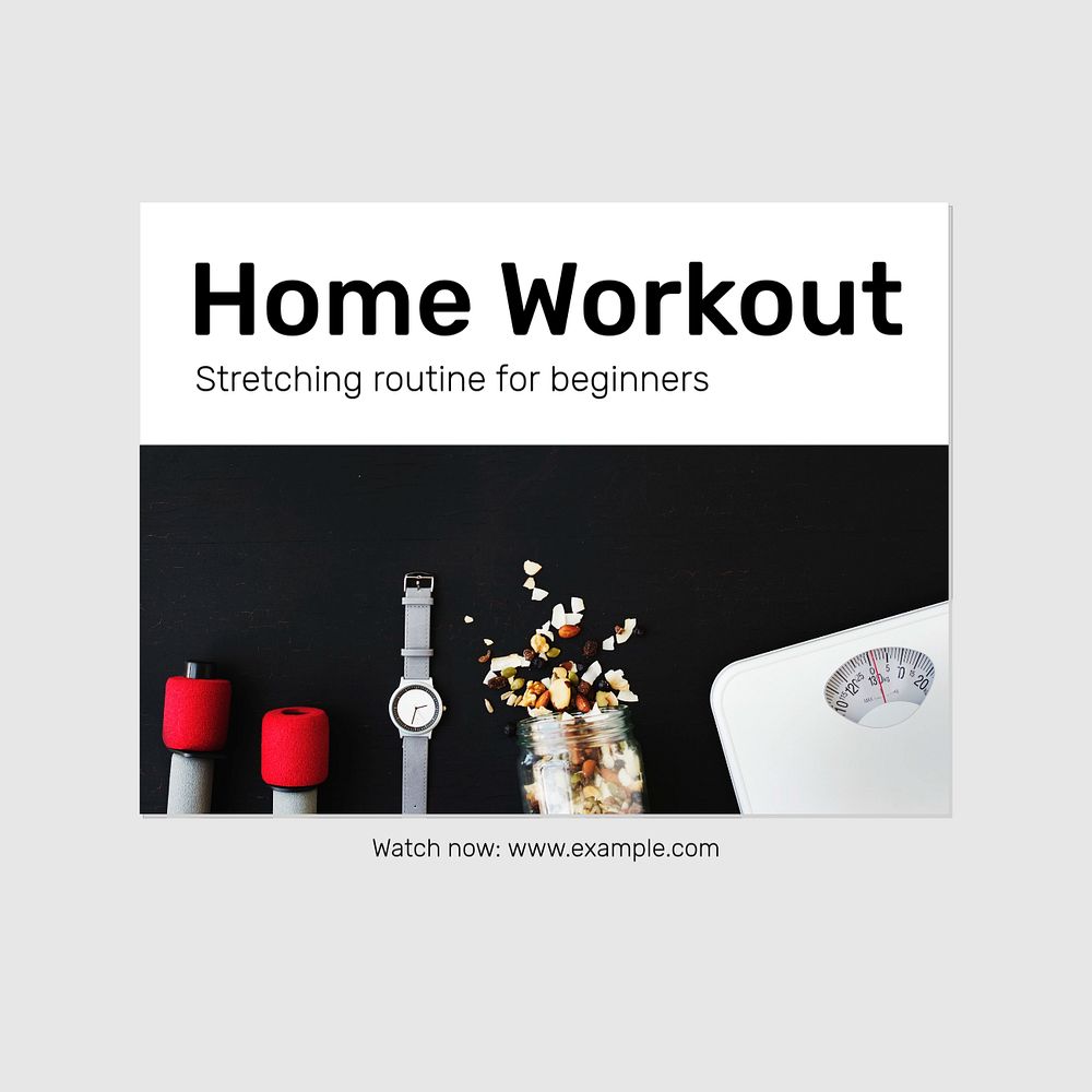 Home workout Instagram post template, editable text