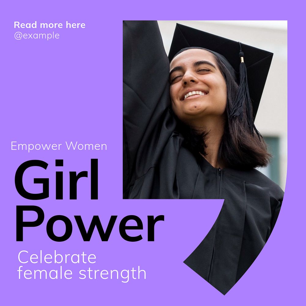 Girl power Instagram post template, editable text