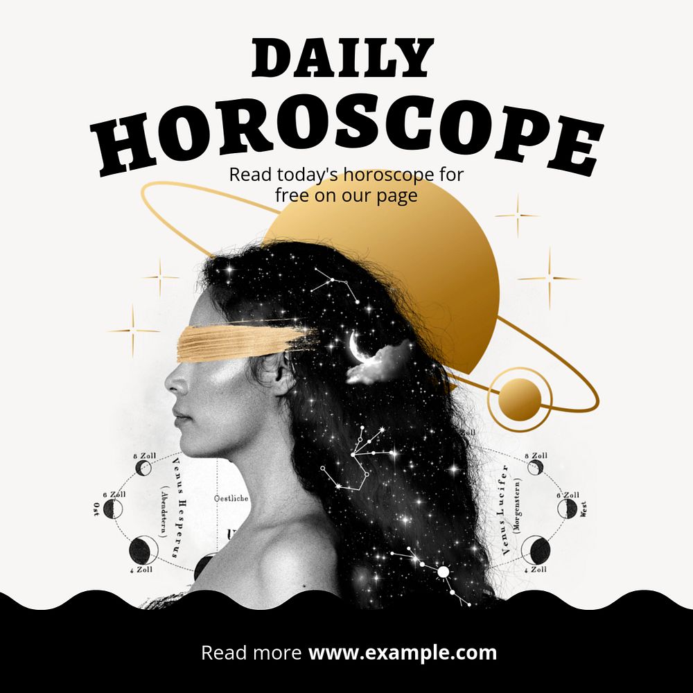 Daily horoscope Instagram post template, editable text