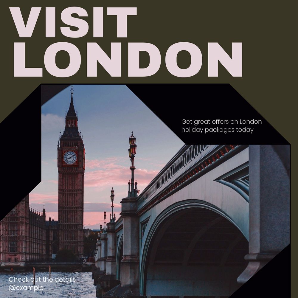 London holiday Instagram post template, editable text