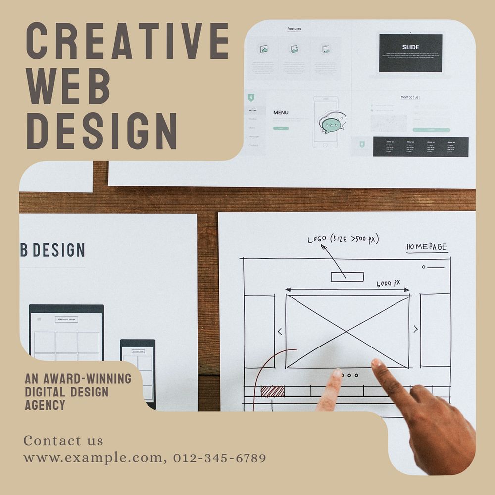 Creative web design Instagram post template, editable text