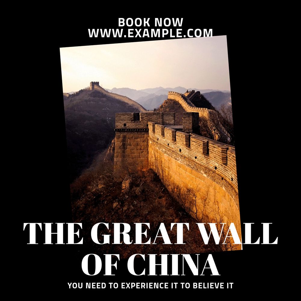 Wall of China Instagram post template, editable text