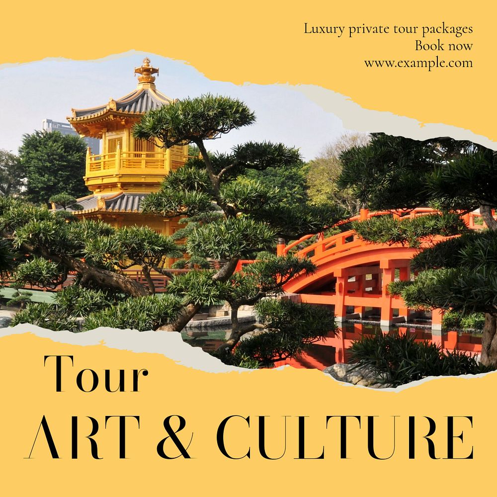 Art & culture tour Instagram post template, editable text